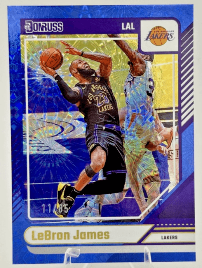 LeBron James 2024-25 Donruss International Blue Fireworks, non-matched copy