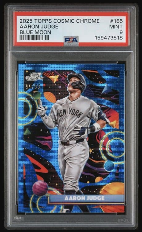 An Aaron Judge card serial-numbered 99/99, a double jersey match